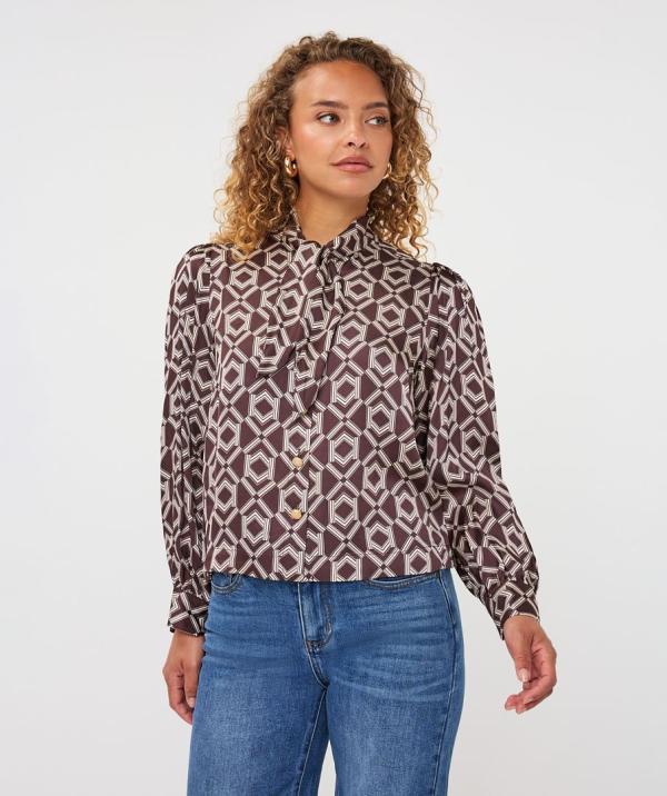 Blouse_short_bow_Warm_Cacao
